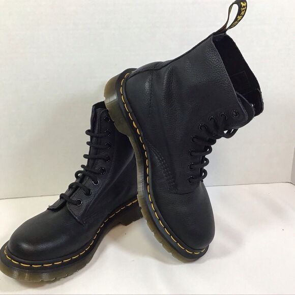 Doc Martens Bouncing Soles Black Pascal Women’s 8  Eye Lace Up Boots US 7 EU 38 - Picture 1 of 8